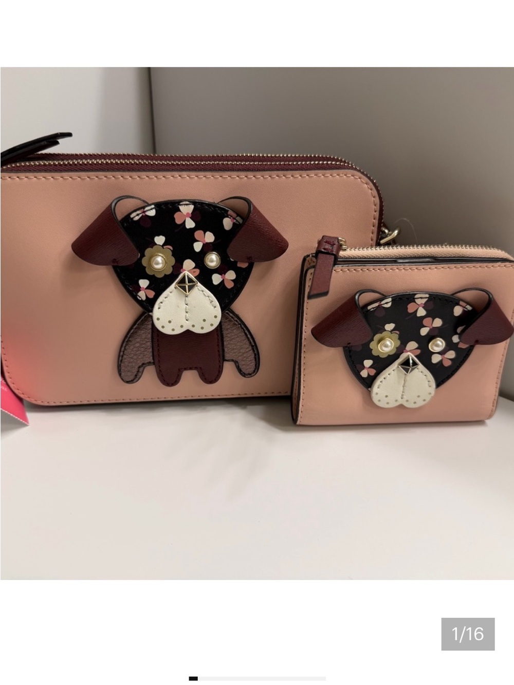 Kate Spade Pink Floral Pooch Crossbody Wallet Set